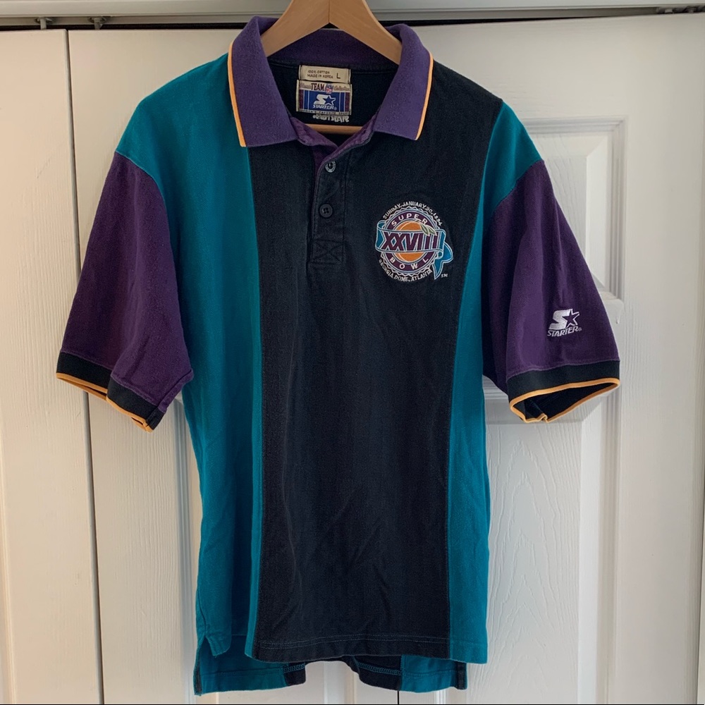 Vtg Super Bowl Atlanta Georgia Colorblocked Polo